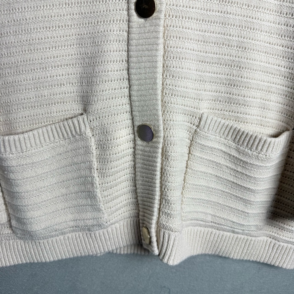 Sanctuary Women’s Pointelle Knitted Jacket Button Up Sweater in Oat size XXL - Picture 5 of 10